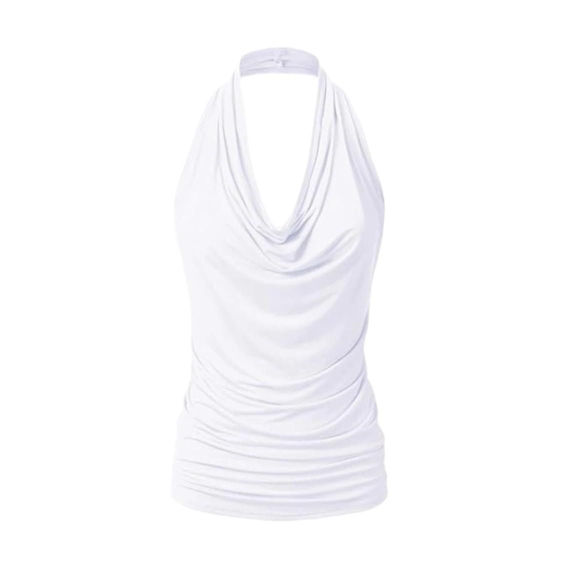 Conjunto De Camiseta Sin Mangas Fruncido con Cuello Vuelto Y Cuello Halter De Talla Grande