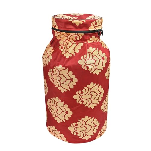 Image of Woah Cotton DustProof and Dustproof LPG Gas Cylinder Cover| Top Design Stain| Dust| DustProof PVC LPG Gas Cylinder Cover, Polyester Gas Tank Cover Fits StandardG (Pack of 2, Red Embroider)