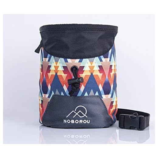 Noborou Chalk Bag for Rock Climbing + Crossfit + Weightlifting | Bouldering Chalk Bag | Wide Opening | Large Zippered Pocket | Adjustable and Removable Belt (Sunset Orange)