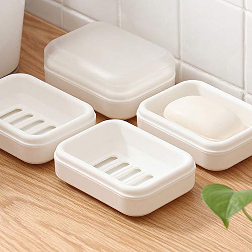 Jabonera Jabonera Material PP+ABS Tamaño de Almacenamiento 13,5 * 9,6 cm Gran Capacidad Doble Drenaje A Prueba de Polvo con Tapa
