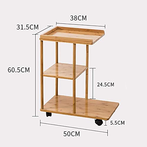 Htllt Storage Rack Side Snack Table With Swivel Sofa Bamboo Bar Cart 3 Tier Kitchen Trolley Kitchen Trolley Swivel Wheels Trolley With Lock Multipurpose Trolley,A #TOP2