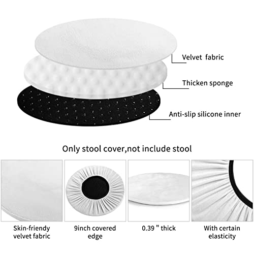 Zeraoke Round Bar Chair Cushion Cover 13 Inch, Set Of Ornate Floral 3 Layers Velvet Stool Slipcovers Bar Stool Protector With Elastic, Soft Washable Round Chair Cover For Wooden Metal Stools #TOP5