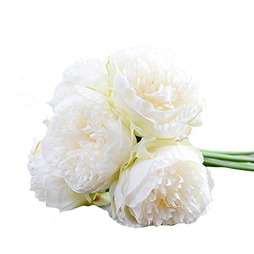 Künstliche Pfingstrosen im Vintage-Stil, 1 Packung Seidenblumenstrauß mit 5 Köpfen, Pfingstrosen, künstliche Blumen für Hochzeit, Heimdekoration Cover