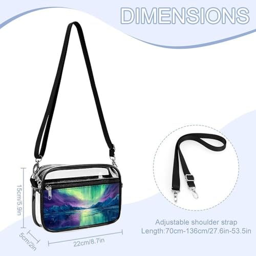 Oil Painting Aurora Northern Lights Women's Clear Crossbody Purse Bag Transparent Bags Pocket for Concerts Sports Festivals2