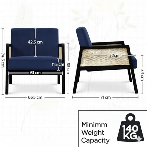 Image of Solid Sheesham Wood Arm Chair with Cushion || Cane Chairs for Balcony || Wooden Armrest Chair Garden Chairs Outdoor & Indoor || Dining Chair for Living Room Furniture Bedroom Home Walnut Finish