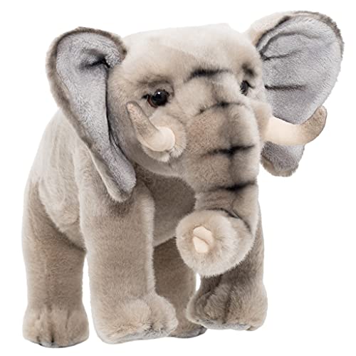 Edgewood Toys 12â€ Standing Elephant Stuffed Animal - Ultra Soft Floppy Elephant Plush â€“ Realistic Tusks, Cute, & Soft - Great Gift Or Toy for Elephant & Safari Animal Lovers - Boys & Girls Ages 3+