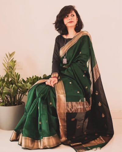 Image of Women's Cotton Soft Silk Sarees | Jamdani Cotton Saree With Attach Unstitched Blouse Piece