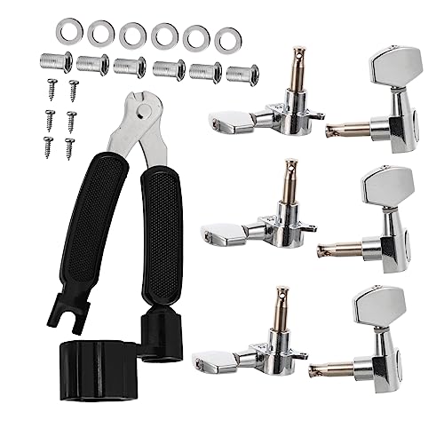 SUPVOX 6 in 1 Guitar Tuning Kit 3 Left Tuning Pegs Full Enclosed Knobs Alloy String Winder Cutter for Acoustic Guitar