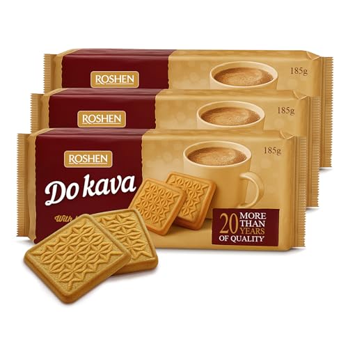 Roshen “For Coffee” Baked Milk Flavor Sugar Biscuits, 6.53 oz/185 grams, Pack of 3