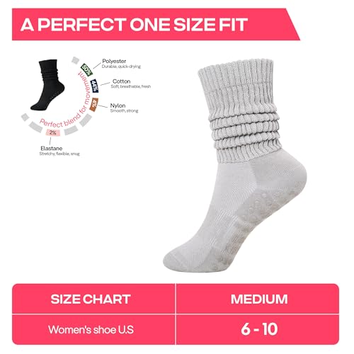 Image of CoolMate Women's Scrunch Crew Socks, Slouchy Mid Calf Boot Socks, 3 Pairs