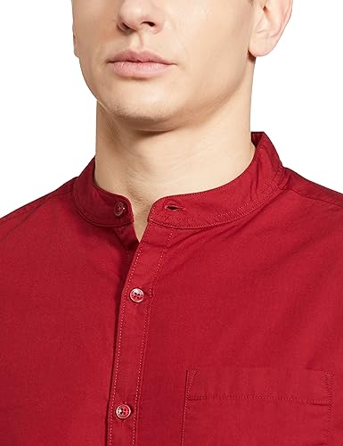 Image of Amazon Brand - Symbol Men's Cotton Shirt | Chinese Collar | Casual | Plain | Full Sleeve | Summer - Regular Fit (Available in Plus Sizes)