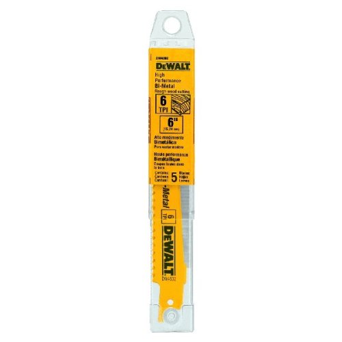 DEWALT Reciprocating Saw Blades, Taper Back, 6-Inch, 6 TPI, 5-Pack (DW4802) - image 3
