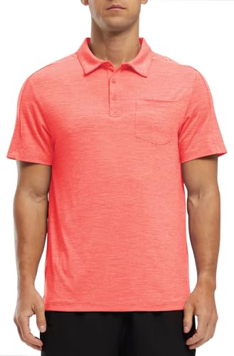 Image of Rdruko Men's Polo Shirts Short Sleeve Quick Dry Outdoor Golf Sports Shirts with Pocket