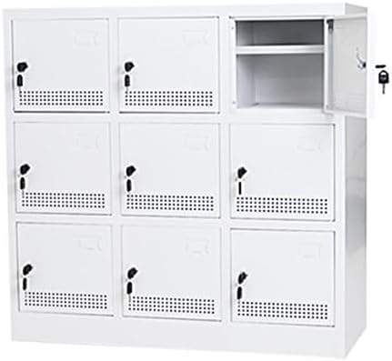 シューズボックス 9人用 完成品 鍵付き スペアキー付き 扉付き シューズロッカー シューズラック スチールロッカー キャビネット 