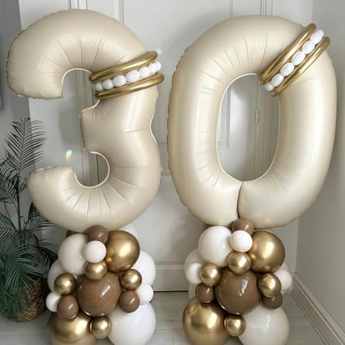 Cream 12 Balloon Number 40 Inch Cream Number 12 Balloon Helium Mylar Balloons for Birthday Party Decoration by BBPOOL - Used condition - Image 6