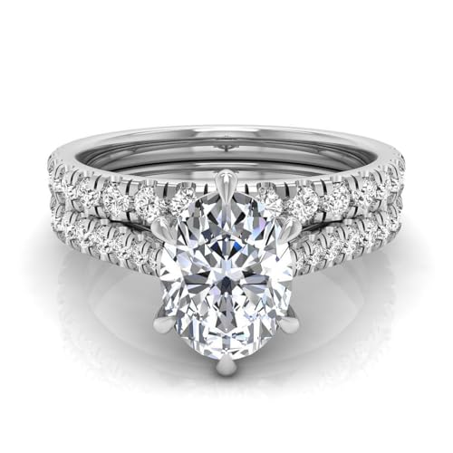 1.75 Carat Oval Cut Lab Grown Diamond (1 Ct, F, VS1) IGI Certified 14K Gold Engagement Anniversary Wedding Ring Set For Womens2