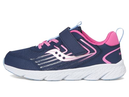 Saucony Kids (Vida) Wind 3 0 AC Sneaker, Navy/Pink, 1 Wide US Unisex Big_Kid4