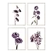 Insire Floral Wall Art, Botanical Print Sets, Purple Bathroom Pictures - Unframed (8x10')