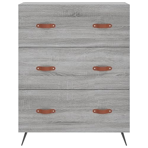 Cómoda Sonoma de madera gris, mueble auxiliar robusto con patas de metal 6