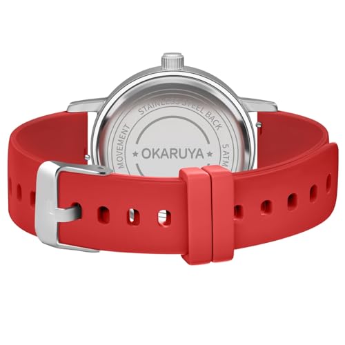 Blisshour Kids Analog Watch, Pink Cute Whale Learning Watch for Kids 8-12, Waterproof Childrens Watches for Boys Ages 5-7 6-8, Girls Watches Red Strap3