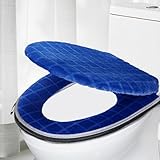 Toilet Seat Cover and Toilet Lid Cover Set, Soft Toilet Seat Cushion with Zipper Adjustable Rubber Backing Toilet Seat Warmer Bathroom Decor and Accessories, Blue