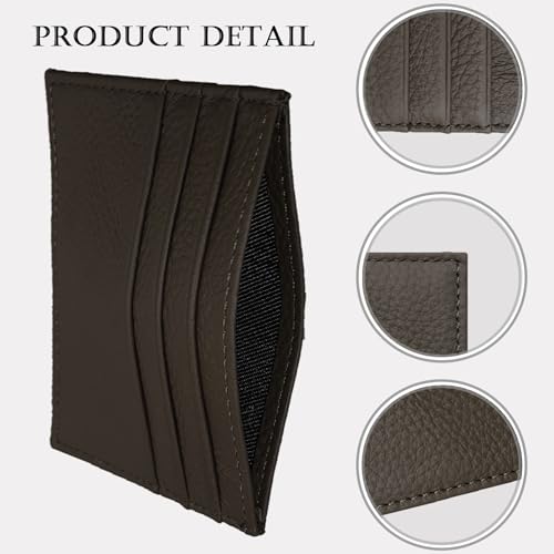 Image of WOXVM Credit Card Holder Wallet RFID Blocking Slim Credit Card Cases Holder Premium Leather Minimalist Front Pocket Small Wallet with 6 Card Slots and 1 Pockets for Men Women (Dark Brown)