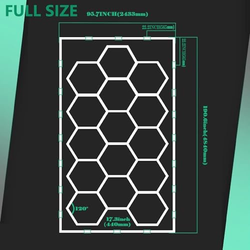 Car Detailing Led Garage Light,15 Hexagonal Grid Systems Led Shop Lights for Garage/Workshop with White Border, 6500K IP54 AC100-240V(191 “x96”) - Image 3