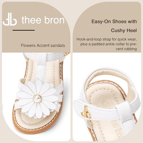 Image of THEE BRON Toddler Girls Sandals Wedding Flower Girl Dress Shoes Open Toe Flats
