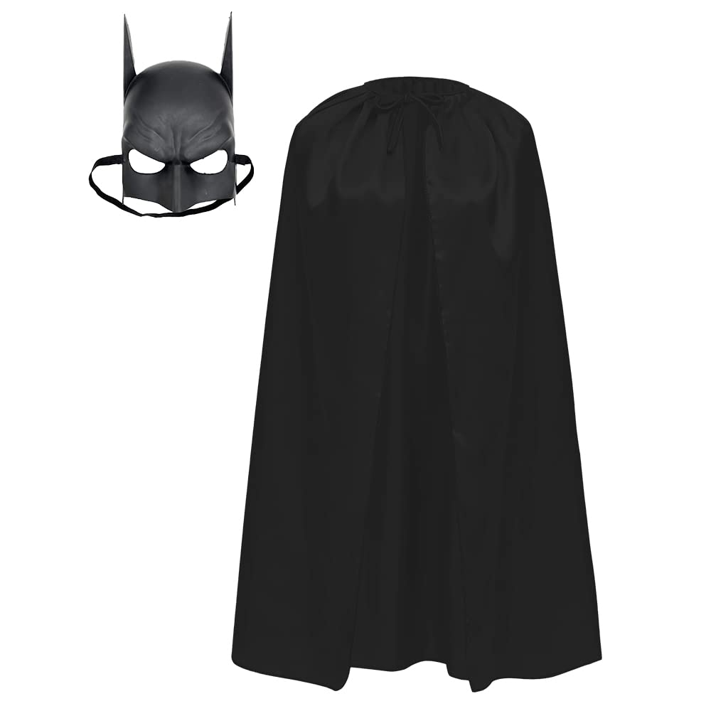Carnavalife Máscara Bat y Capa Negra para Disfraz de Superheroe Adulto y Niños