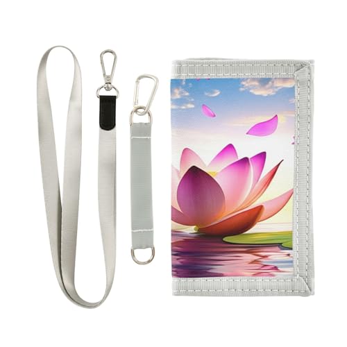 Lotus Stones Water Surface Kids Wallet for Boys Girls Trifold Sport Outdoor Wallets for Youth Teen Children Wallet with Zippered Coin Pockets Card Holders Novelty Wallets with Magic Sticker2