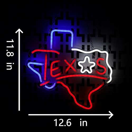 Image of Texas Neon Sign Texas Longhorn Neon Light Lone Star LED Neon Sign for Wall Decor Dimmable LED Neon Light for Bar Restaurant Music Concert Man Cave Wall Art 12.6 * 11.8IN
