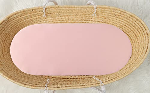 Image of Bassinet Sheet Set 2 Pack Snug Fitted Cradle Fitted Sheets, Stretchy Ultra Soft, for Oval Rectangle Hourglass Bassinet Mattress, Unisex Boy Girl, Floral & Pink