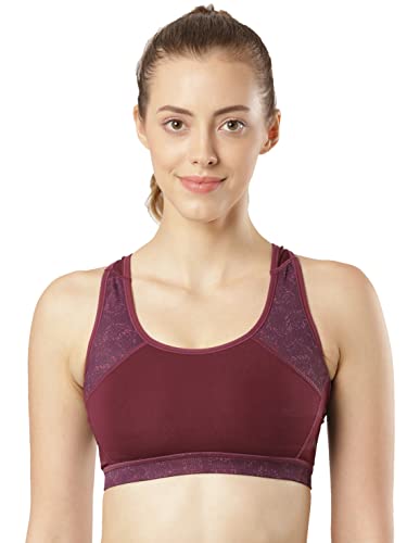 Image of Jockey MI03 Women's Wirefree Padded Polyester Elastane Stretch Printed Full Coverage Racer Back Styling Sports Bra with Stay Dry Treatment