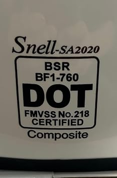 Snell SA2020 DOT Certified Full Face Helmet