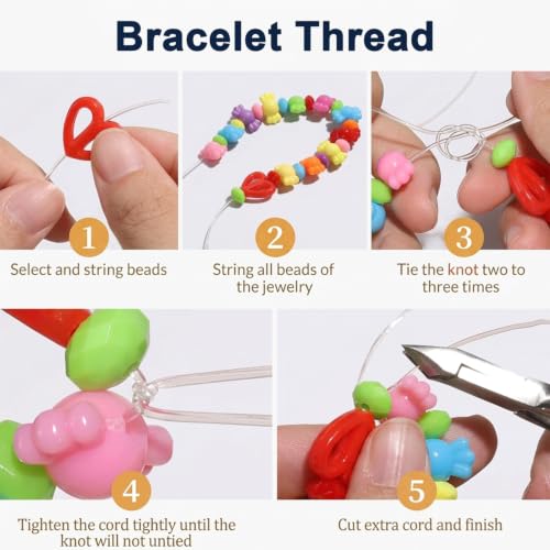 Image of PATPAT 1mm 100Meter Clear Elastic Thread for Bracelet Jewelry Making, DIY Bracelet Elastic String Flexible Invisible Thread Transparent Beading Cord for Bracelets, Necklaces, Jewelry Making & Crafts
