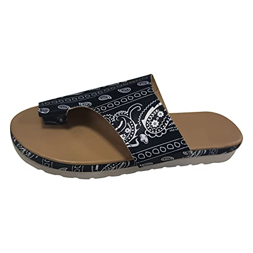 Pbnbp Summer Beach Flip Flops For Women Casual Flat Sandals Outdoor Dressy Toe Ring Slides Fashion Printed Upper Comfy Beach Shoes cover