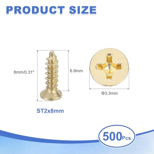 Tornillos autoperforantes ST2x8mm cabeza pan 500 piezas miniatura 2