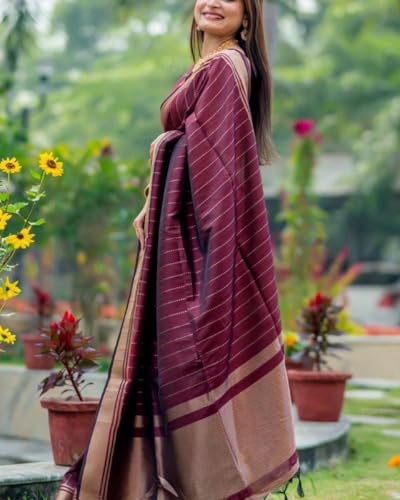 Image of C J Enterprise Women's Banarasi Saree Pure Kanjivaram Style Silk Saree With Blouse Piece for Wedding (BS09)