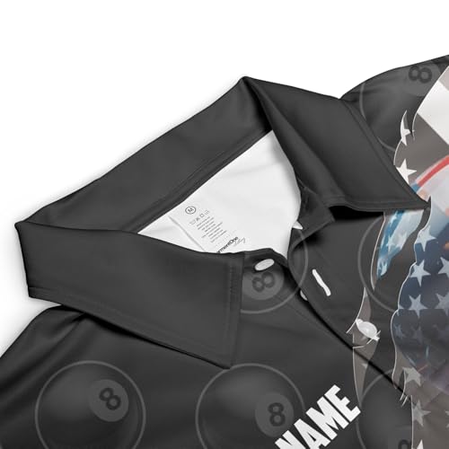 SHAANT Personalized Billiards Pool Shirt for Men, US Flag Billiard Polo Shirts for Men, Custom 8 Ball Pool Team Jerseys4
