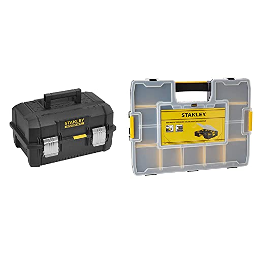 Stanley Fatmax FMST1-71219 Canti Lever Tool Box, Black, 46 x 24 x 31 cm & Professional Organiser, Tool Box, Tool Organiser, Sort Master Seal Tight ‎STA194745