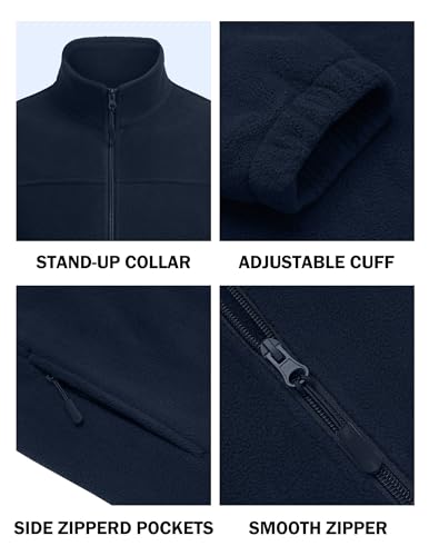 Image of COOFANDY Mens Polar Fleece Jacket Lightweight Full Zip Jackets Outdoor Coat