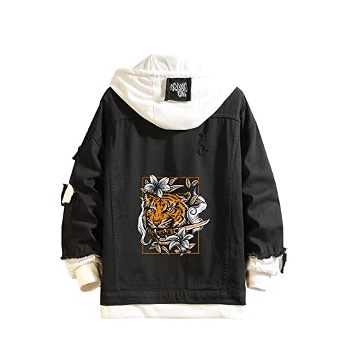 Lapus Angry Tiger Printed Denim Jacket Tiger Printed Hoodie Denim