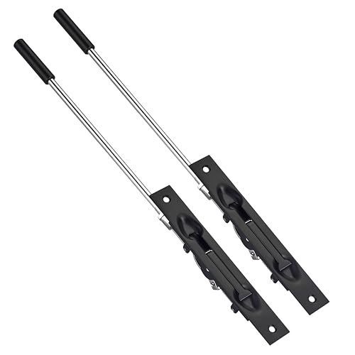 TOGU 2 Pack BGC 15" Solid Stainless Steel Lever Extension Flush Bolt For Metal Doors,Flush Mount Extension Bolt For Commercial Applications,Store,School,Office,Matte black