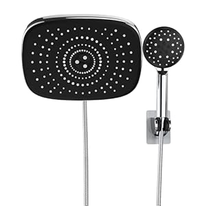 Veken 10” Rain Shower Head with Handheld, High Pressure Rainfall Showerhead Combo with 5 Handheld Water Spray Modes for Bathroom Accessories, Home Decor, Detachable Dual Shower Heads, Chrome Silver