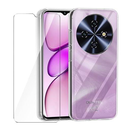 Wanglaism Handyhülle für Oukitel C5 Hülle + 1 gehärtetes Glas Bildschirmschutzfolie, TPU Handyhülle Hülle Cover-durchsichtige
