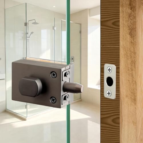 Serrure porte vitrée en zinc sans perçage pour douche et bureau