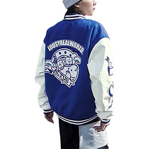 Mxiqqpltky Men's Vintage Varsity Jacket Casual Letter Print Patchwork Baseball Jacket Streetwear Letterman Jacket Bomber Coat2
