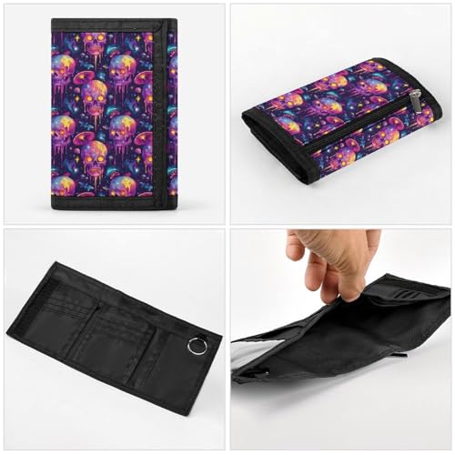 Colorful Skull Print Wallet for Men, 8 Credit Card Holder Slim Minimalist Front Pocket Small Mens Bifold Wallets4
