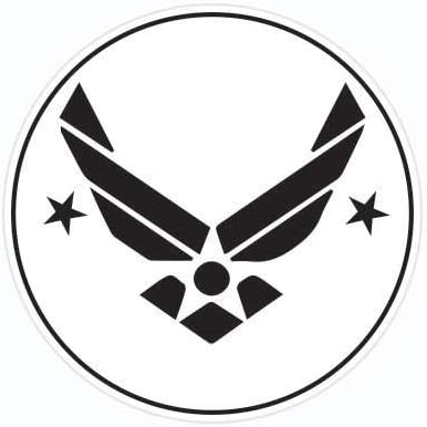 BUMPER WHITE WINGS STAR AIR FORCE CIRCLE(2PACK)MILITARY LOGO SCRAPBOOK WINDOW HELMET MOTORCYCLE CHOPPER DOOR SKATEBOARD CAR LAPTOP NOTEBOOK LUGGAGE CASING PHONE TABLET MIRROR SYMBOL DECAL