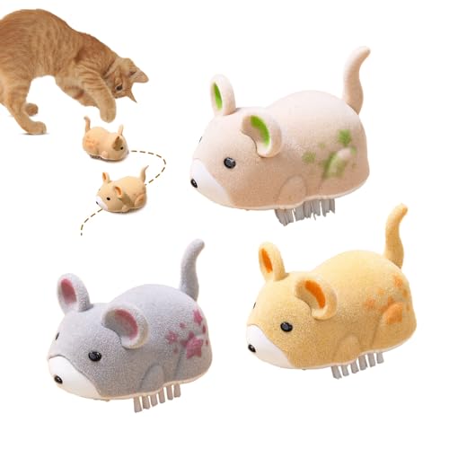 Yootiko Elektrische Interaktive Katzenmäuse mit Bewegungssensor – 2025 Automatisches Katzenspielzeug für Katzen & Kätzchen, 3er Set in Farben...